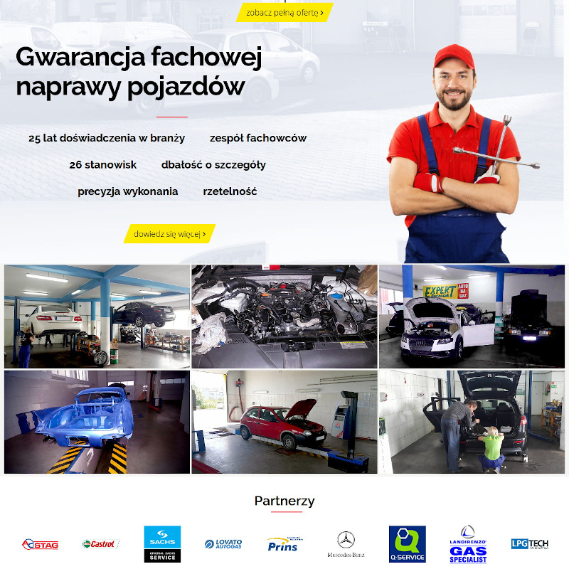 Strona WP/Woocommerce dla serwisu samochodowego